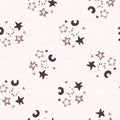 Calm newborn minimal seamless star pattern. Gender neutral baby nursery decor background. Scandi style sketch wallpaper