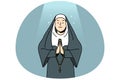 Nun praying with rosary