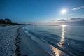 Calm ocean shore at night Royalty Free Stock Photo