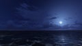 Calm ocean under starry night sky