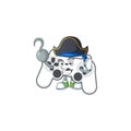 Calm one hand Pirate white joystick mascot design wearing hat