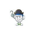 Calm one hand Pirate white mouse mascot design wearing hat