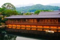 Calm peaceful temple in the middle of modern high tower building