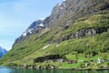 Calm and peaceful village at the coast of the Sogne fjord, Norway