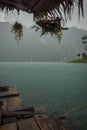 Rainy landscape at Chieou Laan lake in Thailand
