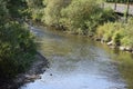 calm river Ahr, with the former road visible, 2020 a year before the flood