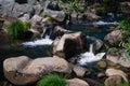 Calm river flows forming small waterfalls, Las Batuecas Natural Park, Salamanca, Spain Royalty Free Stock Photo