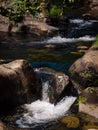 Calm river flows forming small waterfalls, Las Batuecas Natural Park, Salamanca, Spain Royalty Free Stock Photo