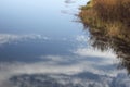 The calm river reflected the beautiful blue sky and white clouds Royalty Free Stock Photo