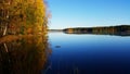 Calm scenery. Forest are reflecting from the water. Royalty Free Stock Photo
