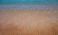 Calm sea beach background. Summer tropical beach with sand. Ocean water. Natural seascape. Royalty Free Stock Photo