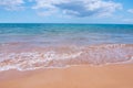 Calm sea beach background. Summer tropical beach with sand. Ocean water. Natural seascape. Royalty Free Stock Photo