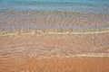 Calm sea beach background. Summer tropical beach with sand. Ocean water. Natural seascape. Royalty Free Stock Photo