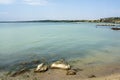 The calm sea on a beach near Sarafovo, Bulgaria. Horizontal image