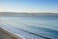 Calm sea with a distant ferry in the bay of Ajaccio Royalty Free Stock Photo
