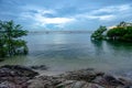 Calm Sea Ocean and light blue sky Background Royalty Free Stock Photo