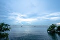 Calm Sea Ocean and light blue sky Background Royalty Free Stock Photo