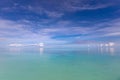Calm sea under cloudy blue sky. idyllic Mediterranean tropical water reflection Royalty Free Stock Photo