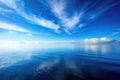 Tranquil Reflections: Calm Seascape with Blue Sky and Clouds - Generative AI Royalty Free Stock Photo