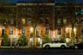 A calm and serene night scene showing an empty and quiet street in New York City`s Harlem neighborhood Royalty Free Stock Photo