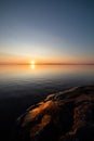 Calm serene sunrise lake scenery Royalty Free Stock Photo