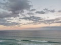 Calm serene tranquil twilight evening scene of Surfer Paradise beach in Gold Coast Australia from bird eye view Royalty Free Stock Photo