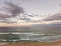 Calm serene tranquil twilight evening scene of Surfer Paradise beach in Gold Coast Australia from bird eye view. There are many Royalty Free Stock Photo