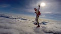 Calm. Cold weather does not scare athletes. Skydiving team use professional equipment. Extreme sport for young men. Royalty Free Stock Photo