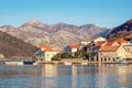 Calm sunny winter day. Beautiful Mediterranean landscape. Montenegro, coast of Kotor Bay Royalty Free Stock Photo