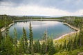 Calm surface Duck Lake in Yellowstone forest Royalty Free Stock Photo