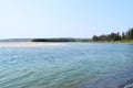 Calm Ware Beach with Clean Blue Water, Trees and an Island