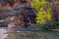 River in the narrow. Hight cliffs near river.