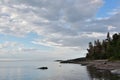 Calm water on St-Lawrence river shoreline.
