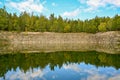 calm water surface in old Swedish quarry Royalty Free Stock Photo