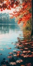 Calm Waters: An Anime Aesthetic With Autumn Leaves And Naturecore Vibes