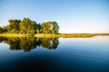 calm weather sunset on country lake