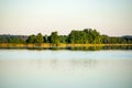 calm weather sunset on country lake