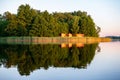 calm weather sunset on country lake