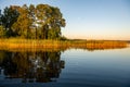 calm weather sunset on country lake