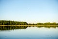 calm weather sunset on country lake