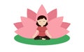 Calm woman is doing yoga and sitting in the lotus position. Royalty Free Stock Photo