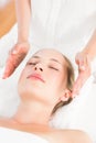 Calm woman receiving reiki treatment Royalty Free Stock Photo