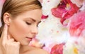 Calm woman touching her ear Royalty Free Stock Photo