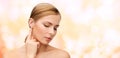 Calm woman touching her ear Royalty Free Stock Photo