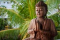 Calm Wooden Budha Statue Royalty Free Stock Photo