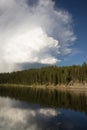 Calm Yellowstone River High Cloud Reflection National Park Royalty Free Stock Photo