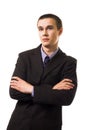 Calm young business man in suit lean Royalty Free Stock Photo