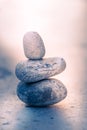 Calm zen stone meditate background with rock pyramid Royalty Free Stock Photo