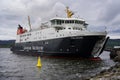 The Calmac ferry MV Finlaggan at the pier in Kennacraig