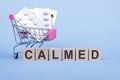 Calmed. The word is written on wooden cubes Royalty Free Stock Photo